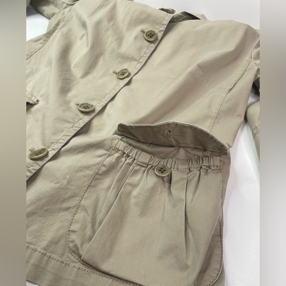 J. Crew Khaki Jacket Button Up Tan Cotton Elastic Waist Back Size 4 - Picture 5 of 7